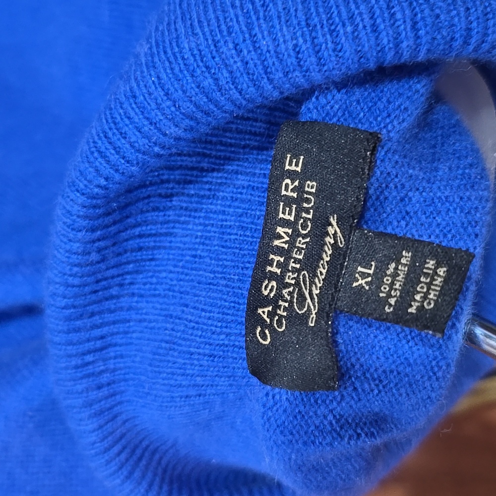 Charter Club Royal Blue 100% Cashmere Turtleneck Sweater, XL - Picture 4 of 7